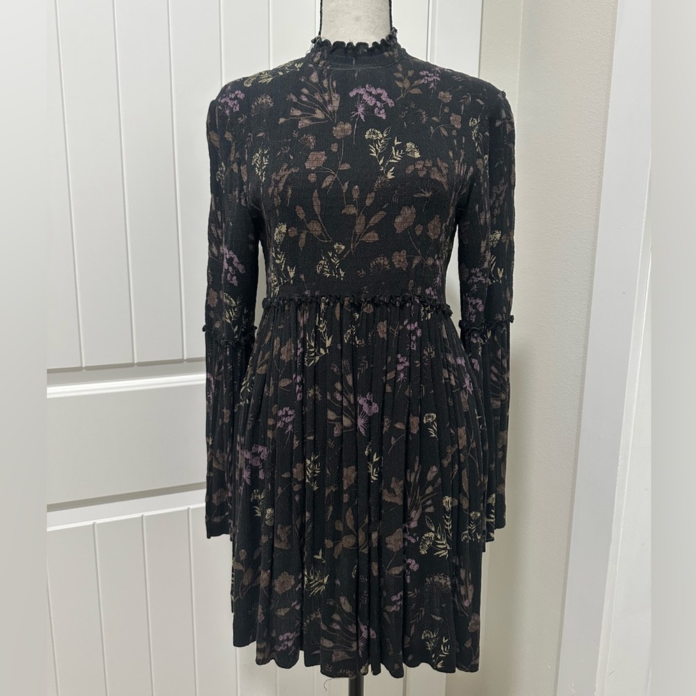 NWOT Free People  Floral print mock neck tunic mini dress size M